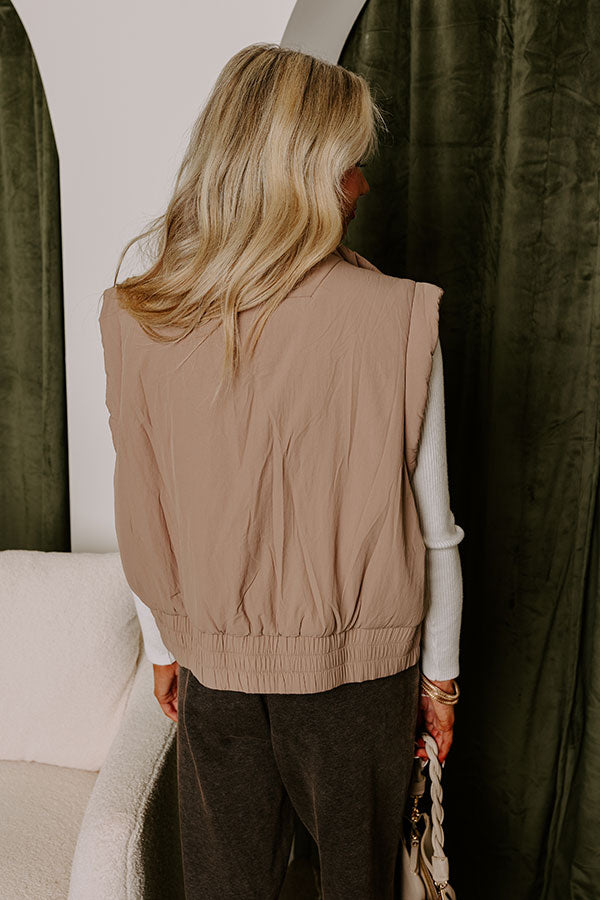 Premium Mountain Breeze Puffer Vest in Taupe - Ultimate Casual Comfort