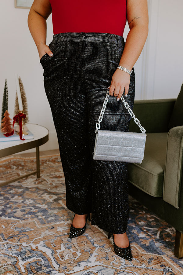 Premium High Waist Glitter Pants - Ultimate Shimmer Edition