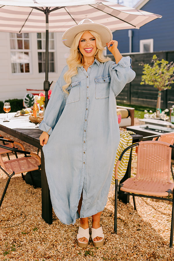 Ultimate Street Chic Chambray Maxi Dress for Curves