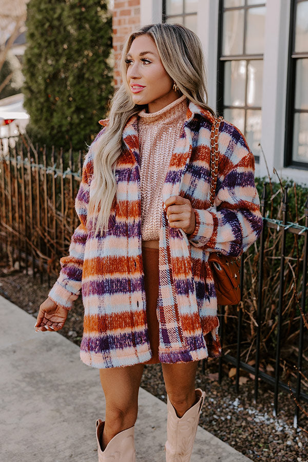 Premium Sangria Plaid Jacket - Ultimate Cozy Style