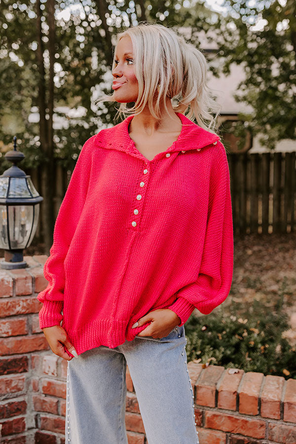 Premium Bright Red Knit Sweater for Fall | Apple Picking Style