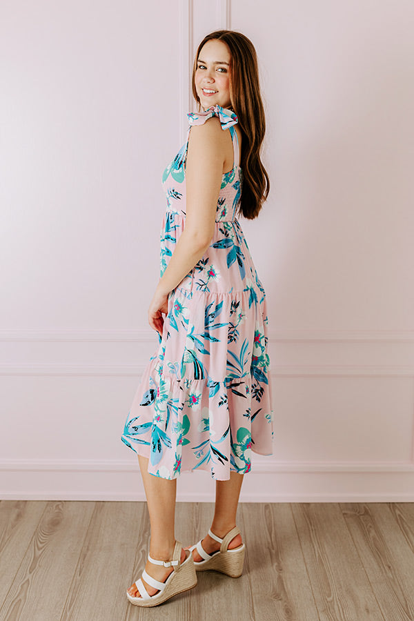 Premium Catalina Island Floral Midi Dress