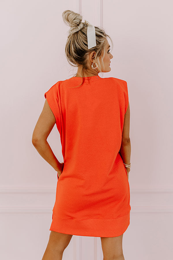 Premium Tangerine Sleeveless Mini Dress with High-Low Hemline