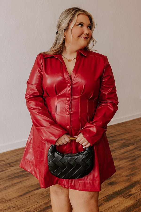 Ultimate Chic Faux Leather Dress - Crimson Elegance