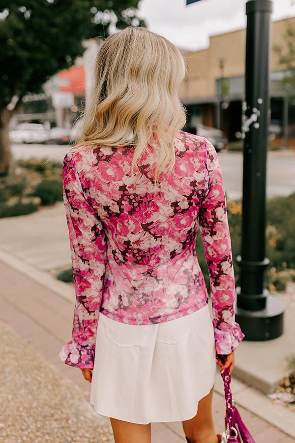 Premium Floral Mesh Turtleneck Top - Ultimate Feminine Charm