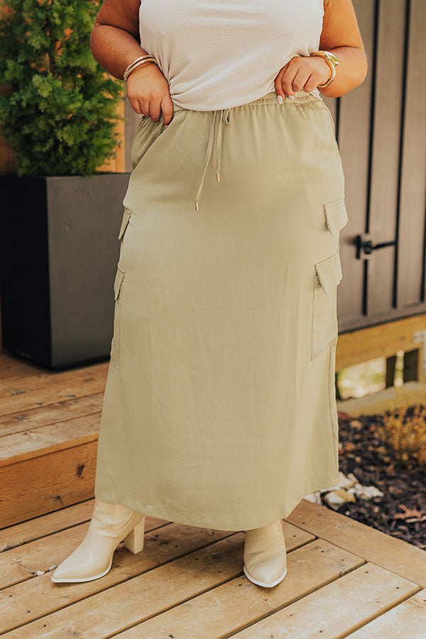 Ultimate Sage Curves High Waist Cargo Skirt - Central Park Stroll