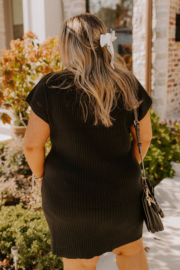 Premium Autumn Ribbed Sweater Dress - Black Curves Edition