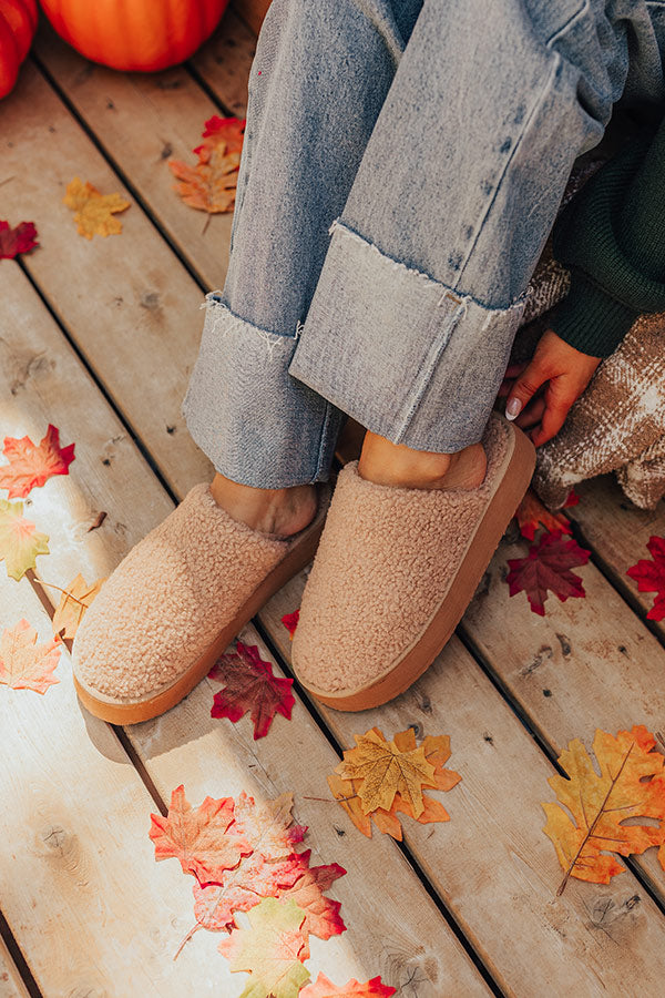 Ultimate Serenity Sherpa Platform Slipper in Iced Latte - Premium Comfort & Style