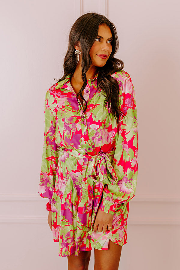 Premium Aloha Attire Satin Floral Mini Dress