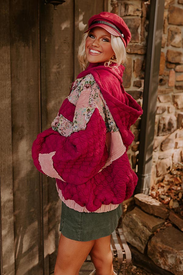 Ultimate Cozy Couture Quilted Jacket in Sangria