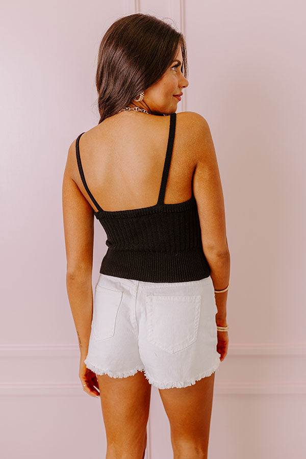 Ultimate Summer Cool Cruise Knit Crop Tank - Black