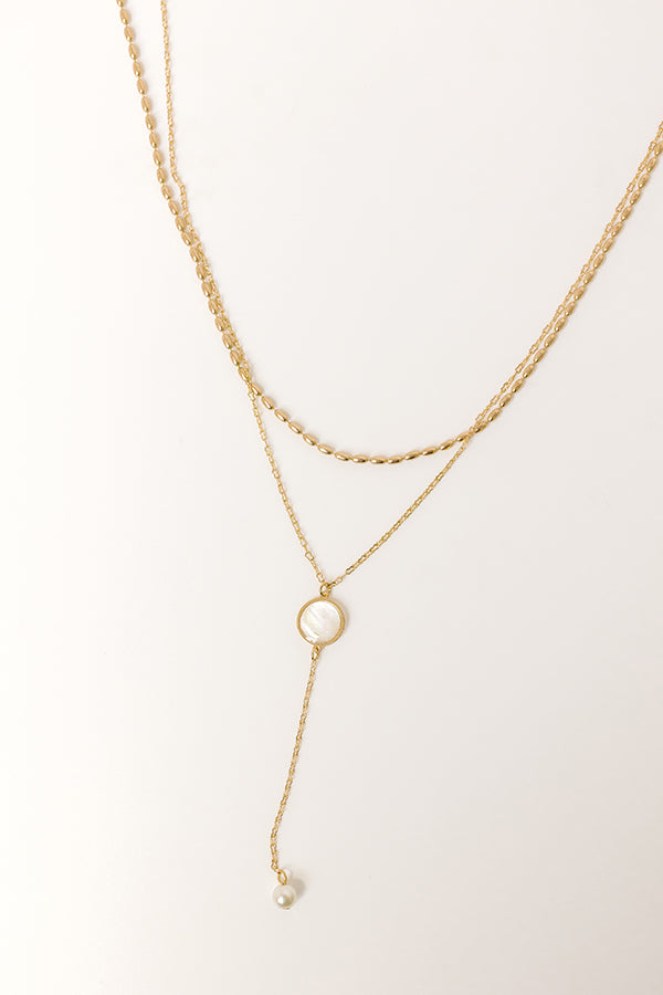Premium Layered Necklace with Iridescent Charm