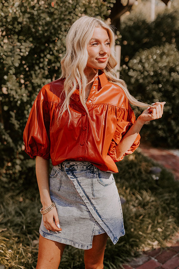 Premium Faux Leather Rust Top - Ultimate Style Upgrade