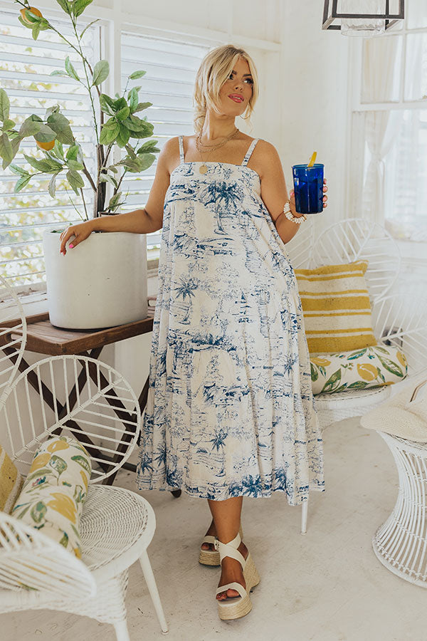 Premium Tropical Escape Midi Dress