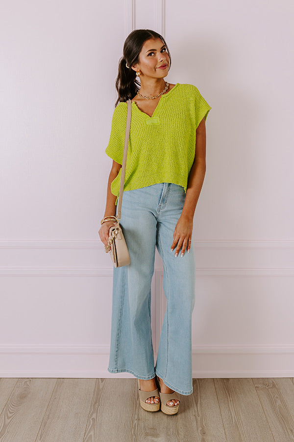 Ultimate Vacation Essential: Lime Punch Knit Top