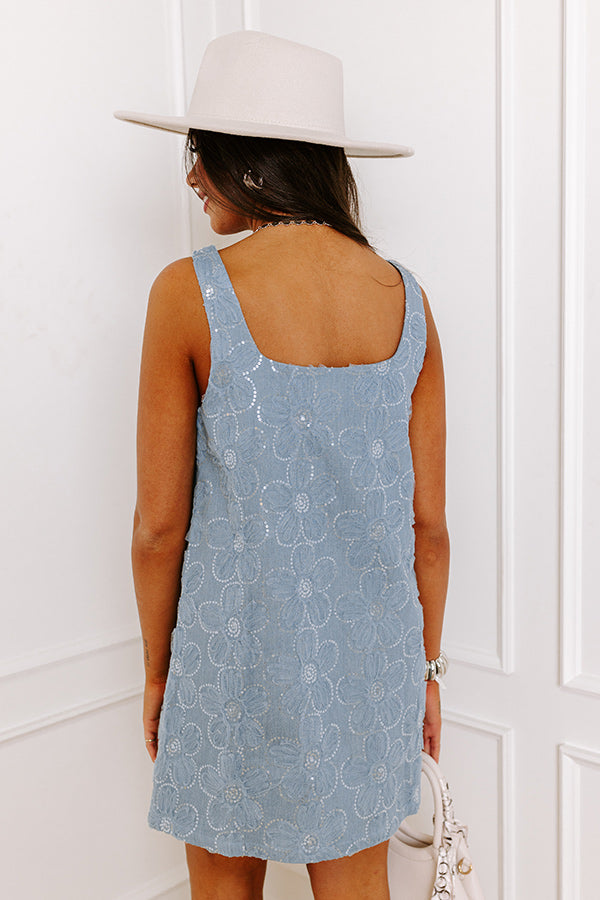 Ultimate Glam Denim Mini Dress with Embellished Details