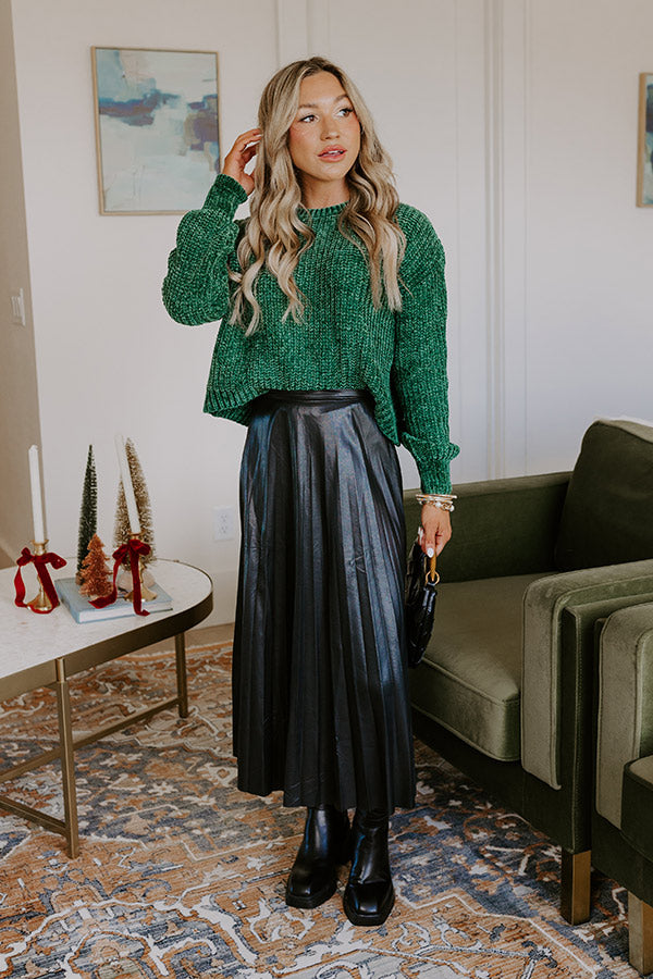 Premium Fall Sentiments Chenille Sweater - Ultimate Cozy Green