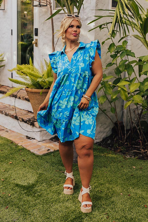 Ultimate Cabana Floral Mini Dress - Blue Curves