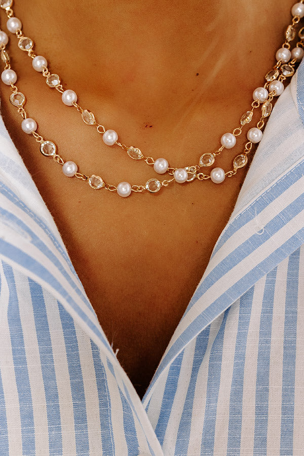 Ultimate Poised Romance Necklace - Elegant Gold & Pearl Design