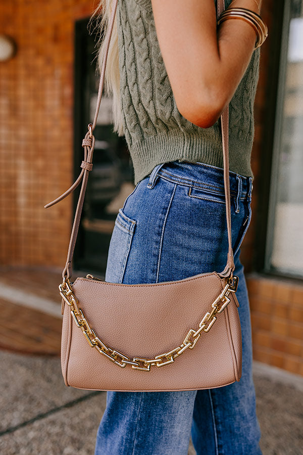 Ultimate Taupe Faux Leather Crossbody Bag - Premium Style & Functionality