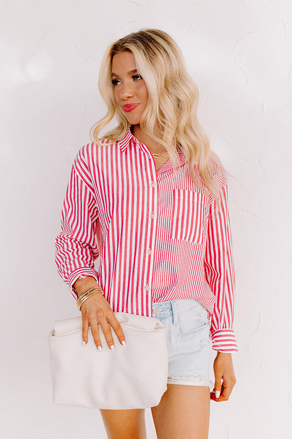 Premium Hot Pink Boating Stripe Shirt - Ultimate Water-Ready Style