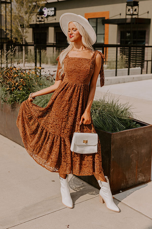 Premium Fall Festival Lace Midi Dress