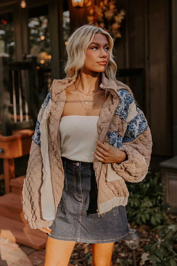 Premium Cozy Couture Quilted Jacket in Warm Taupe - Ultimate Fall Essential