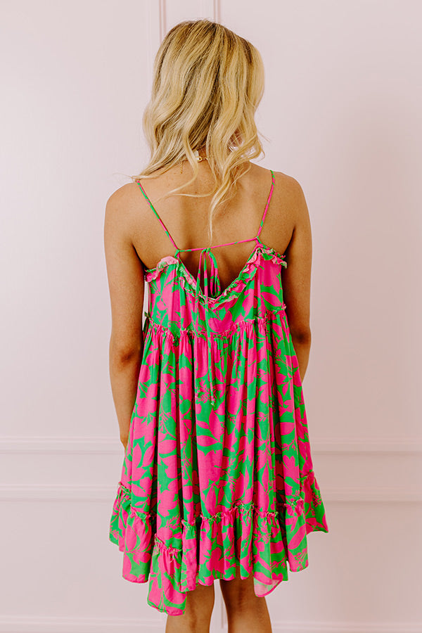 Ultimate Summer Style: Tropicana Trendsetters Babydoll Mini Dress in Vibrant Hot Pink