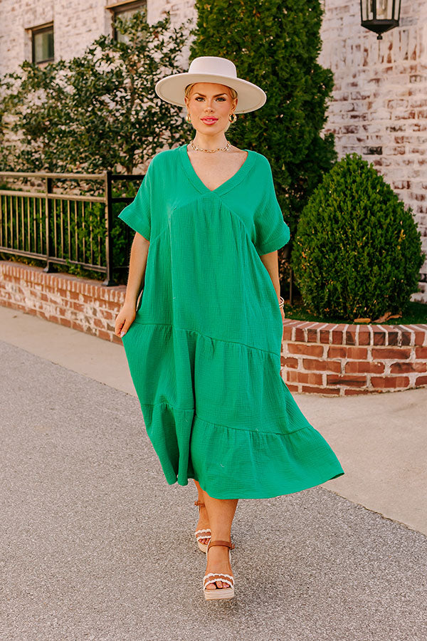 Premium Kelly Green Midi Dress - Ultimate Comfort & Style