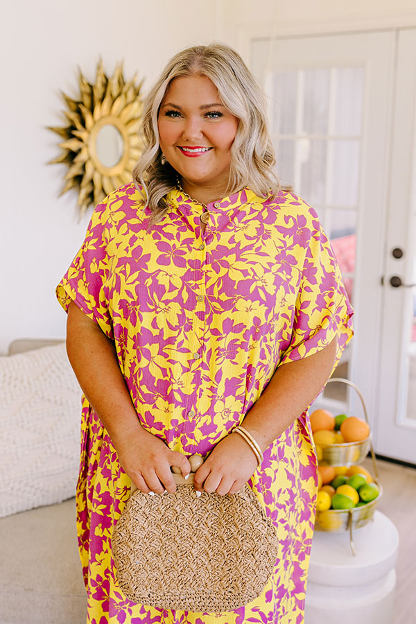 Ultimate Resort Floral Caftan Dress - Midi Fit for Curves