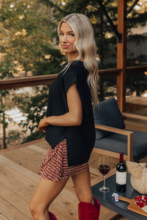 Premium Cinnamon Sugar Kisses Knit Top - Black