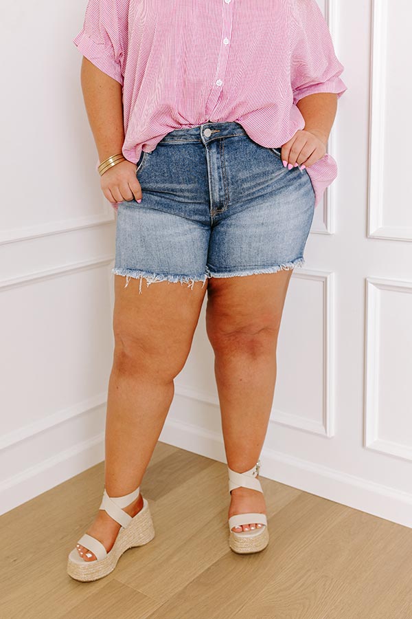 Ultimate Risen Lela High Waist Denim Shorts - Medium Wash for Curves