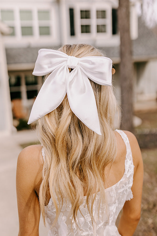 Premium Satin Bow Hair Clip - Elegant Faux Pearl Accent