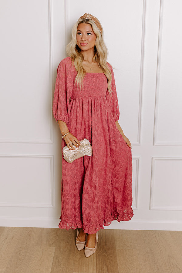 Ultimate Rustic Rose Jacquard Maxi Dress – Embrace Everyday Elegance