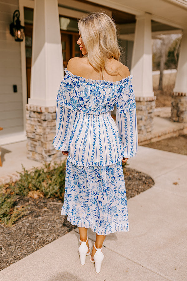 Premium Coastal Floral Midi Dress