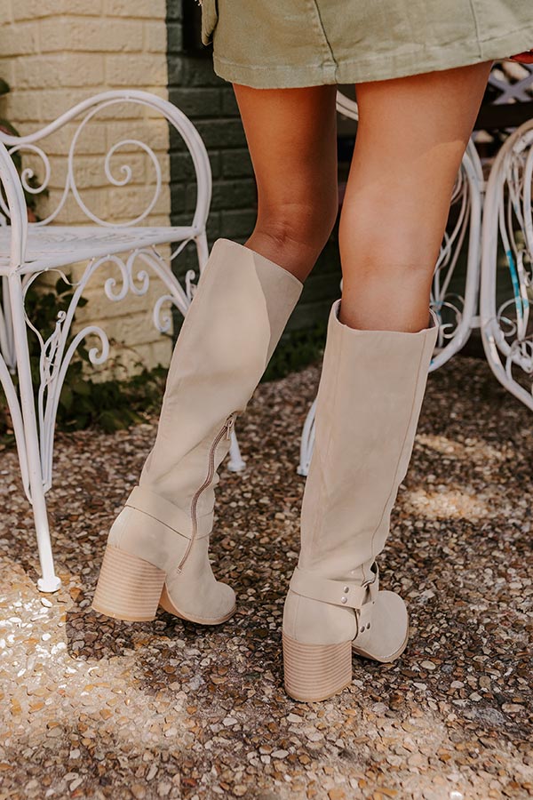 Premium Elliana Faux Nubuck Knee-High Boots - Ultimate Comfort in Beige