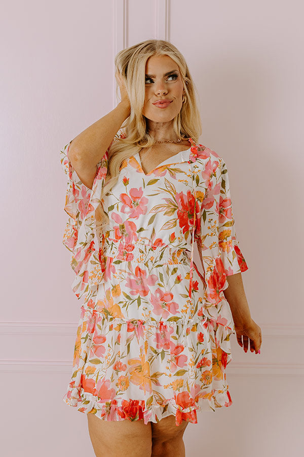 Ultimate Ivory Curves Floral Chiffon Dress