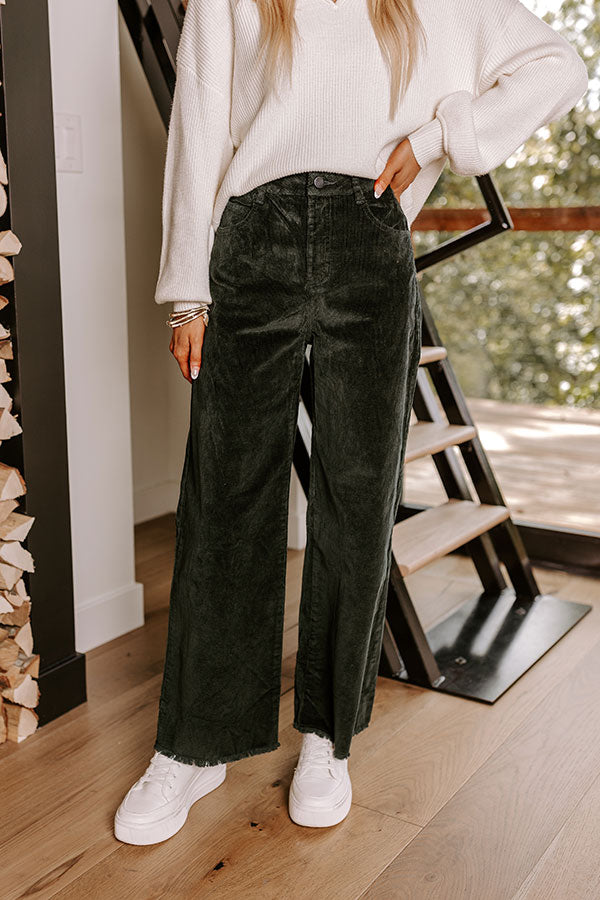 Premium Madelyn High Waist Corduroy Pants - Hunter Green