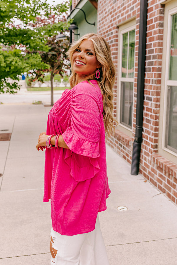 Ultimate Divine Downtime Button-Up: Hot Pink Curves for Effortless Style