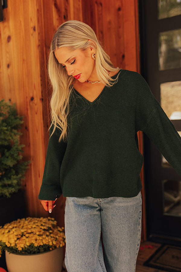 Ultimate Cozy Cappuccino Sweater in Hunter Green