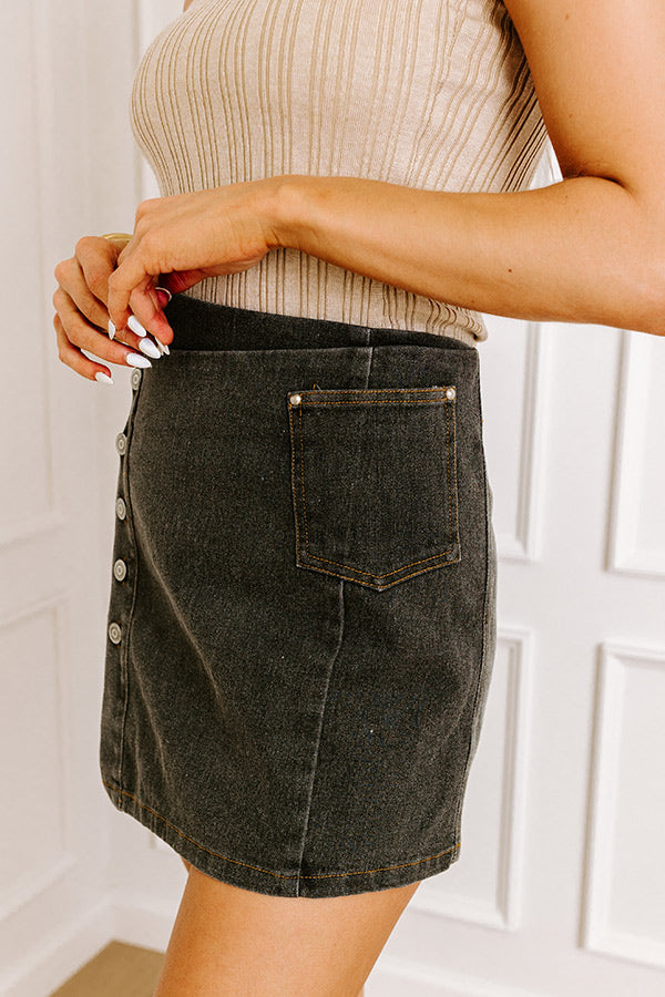 The Ultimate Vintage Black Denim Mini Skirt - Premium Asymmetrical Wrap Style