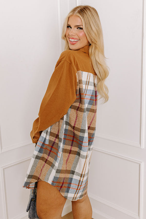 Premium Fall Fields Plaid Tunic Dress in Camel - Ultimate Wardrobe Essential