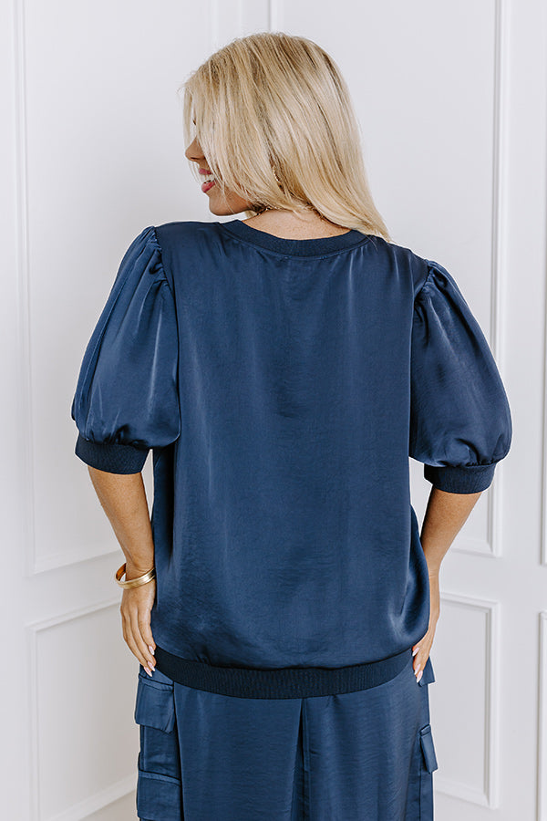 Premium Central Park Stroll Shift Top in Navy Curves - Ultimate City Chic