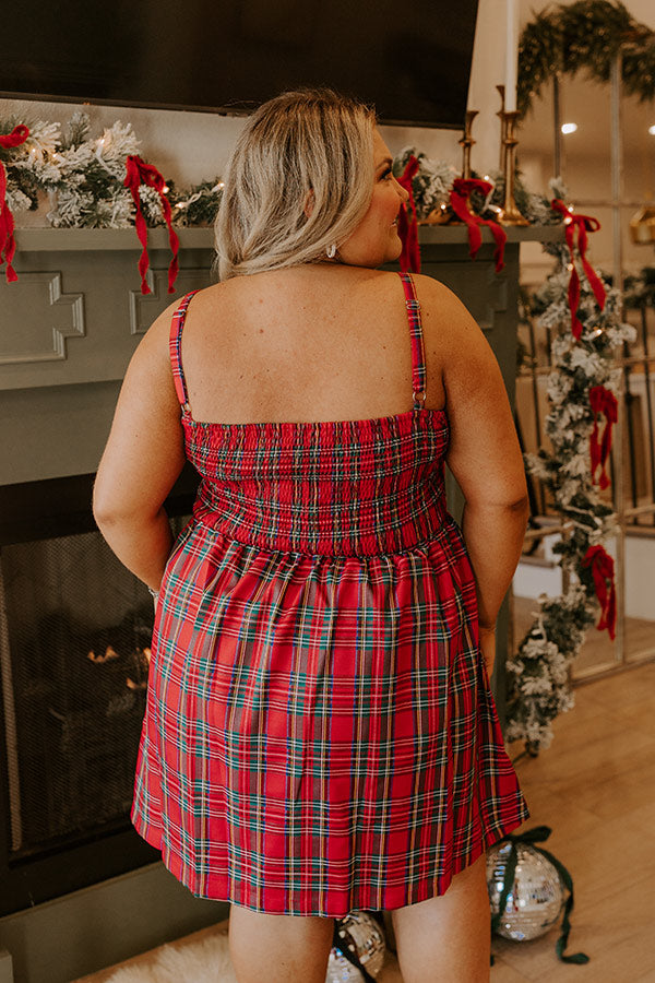 Premium Mistletoe Plaid Mini Dress - Ultimate Holiday Glam