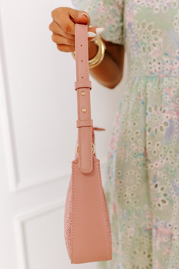 Premium Eden Woven Crossbody Bag in Blush