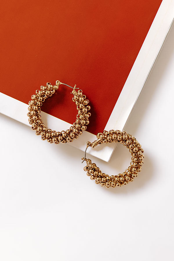 Premium Golden Haze Beaded Hoop Earrings