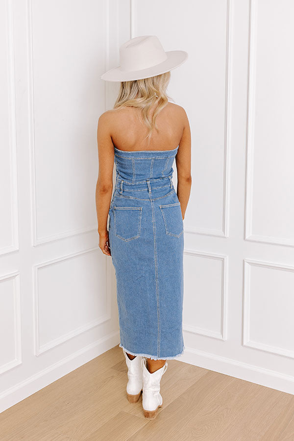 Ultimate Donatella Denim Midi Dress - Premium Stretch Fit