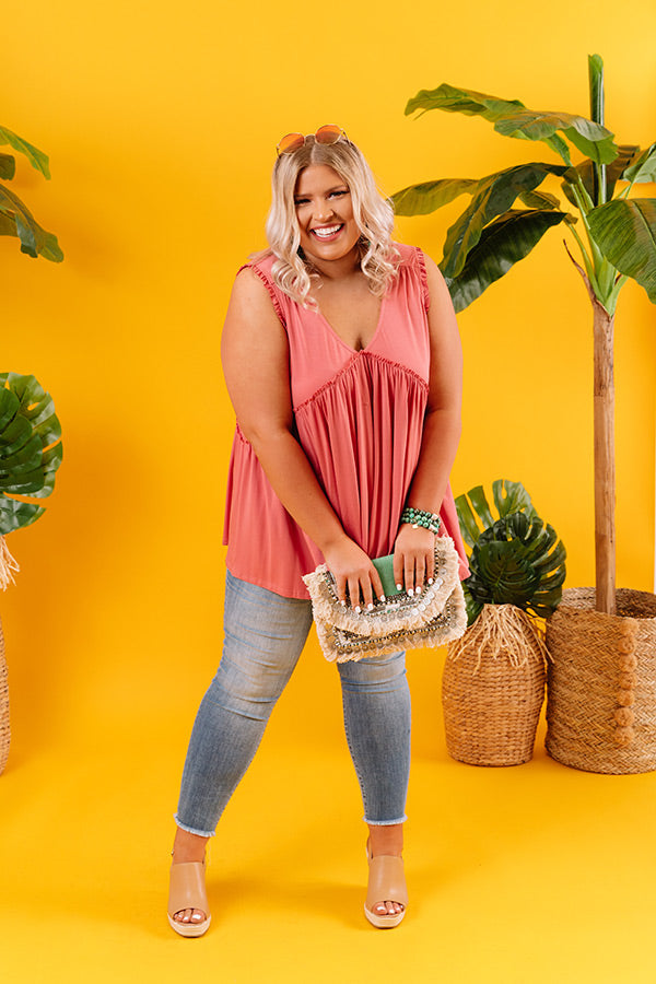 Premium Plus-Size Adley Babydoll Shift Tank in Raspberry Curves