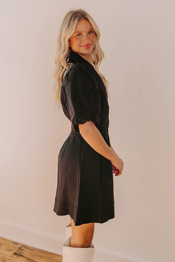 Ultimate Chic Black Button Down Mini Dress - Turn Heads Instantly