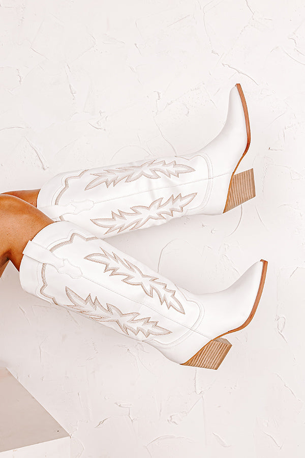 Premium White Faux Leather Boots - Braelynn Collection